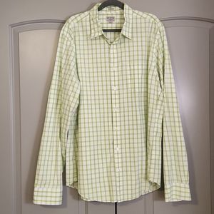 J. Crew XLT green & white button up